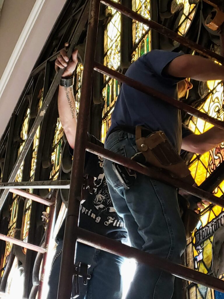 stained glass window installation